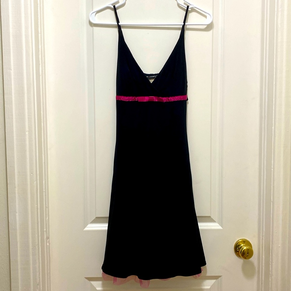 Jodi Kristopher black and pink cocktail dress with tulle size 3